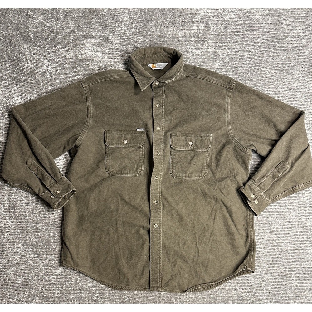 Carhartt Rugged Outdoor Wear Brown Mens Button-Up Shirt XL